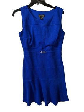 Women’s Enfocus Studio Cobalt Blue Sleeveless lined Sheath Midi Dress EUC Size 8